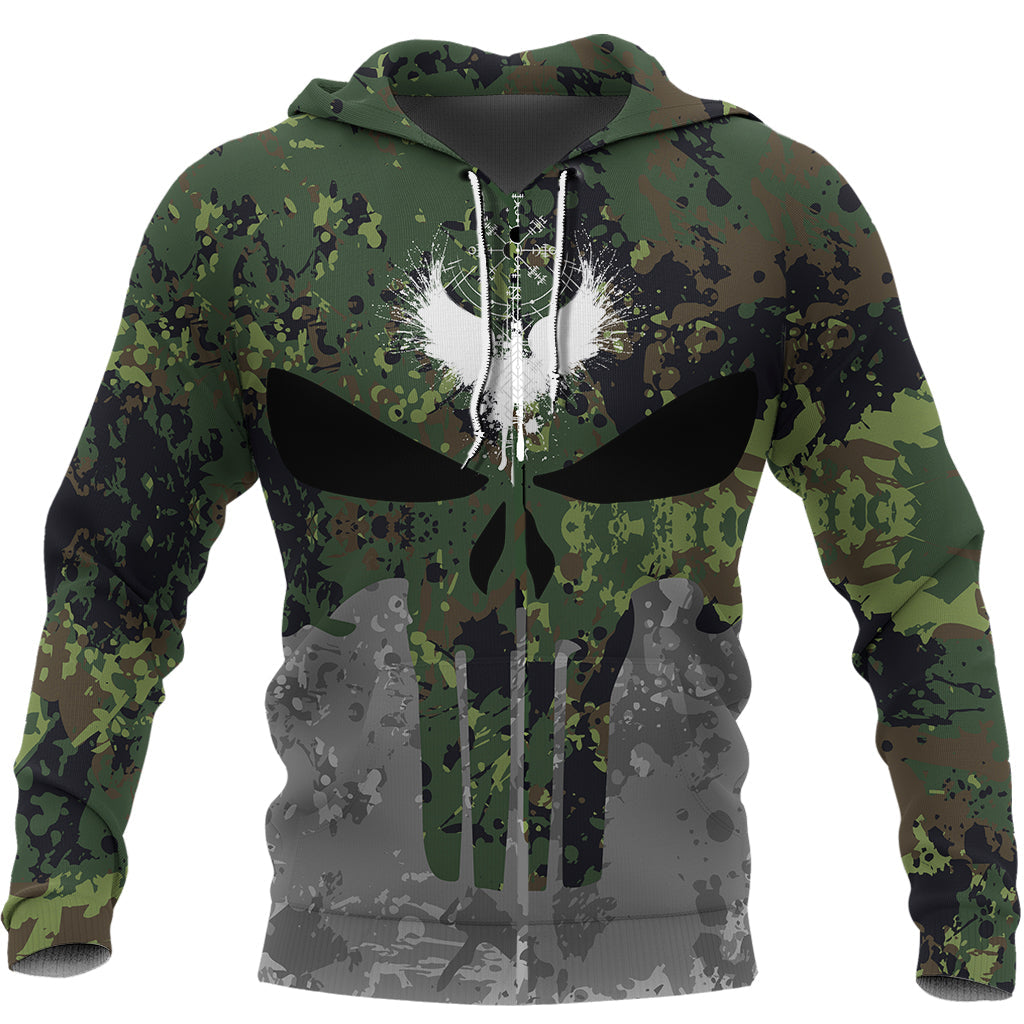 Viking Viking Skull Punisher Style Camo Zip Hoodie RLT12