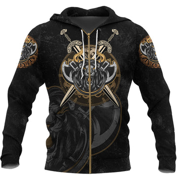 Viking Zip Hoodie - Viking Lion RLT12
