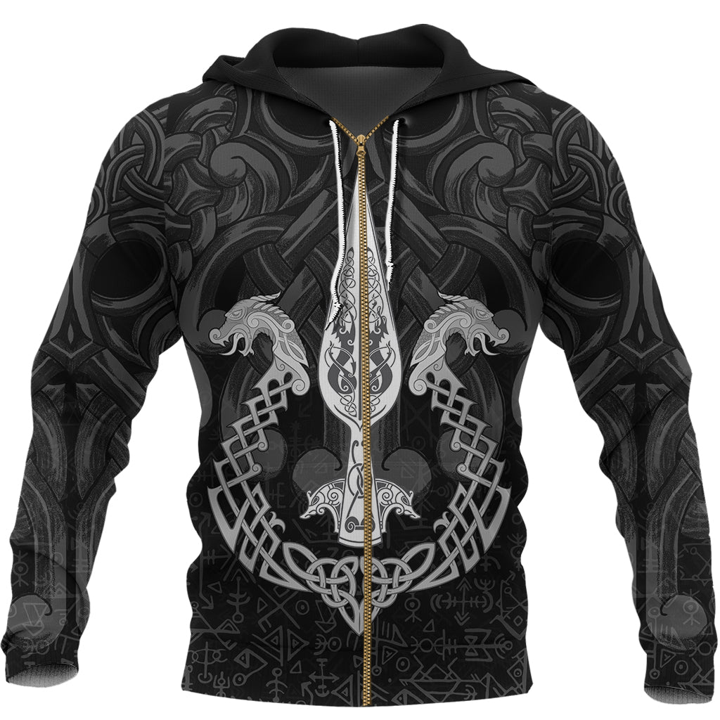 Viking Zip Hoodie - Gungnir Of Odin and Drakkar RLT12