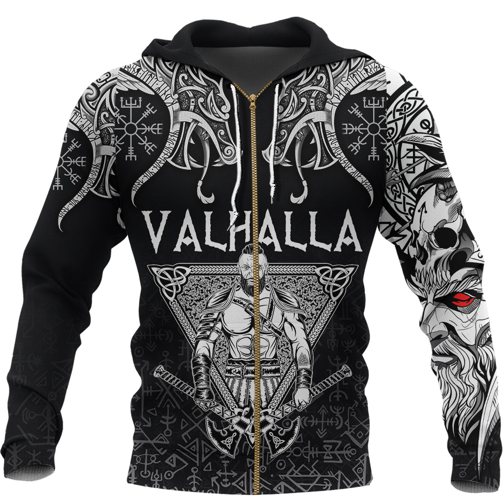 Viking Zip Hoodie Warrior Valhalla and Double Dragon RLT12