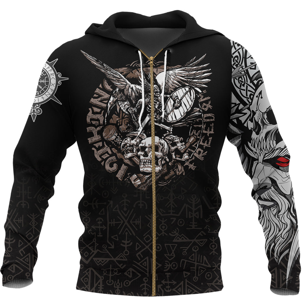 Viking Warrior Zip Hoodie Odin Tattoo RLT12