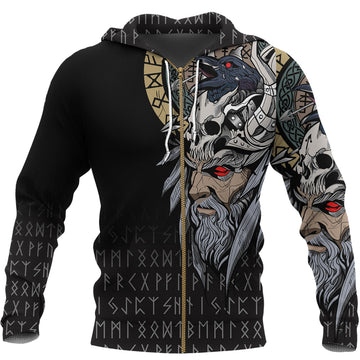 Viking Zip Hoodie - Viking Odin Raven RLT12