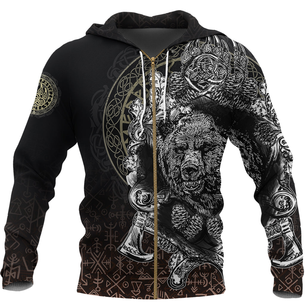Viking Zip Hoodie Bear Claws and Viking Hammer RLT12