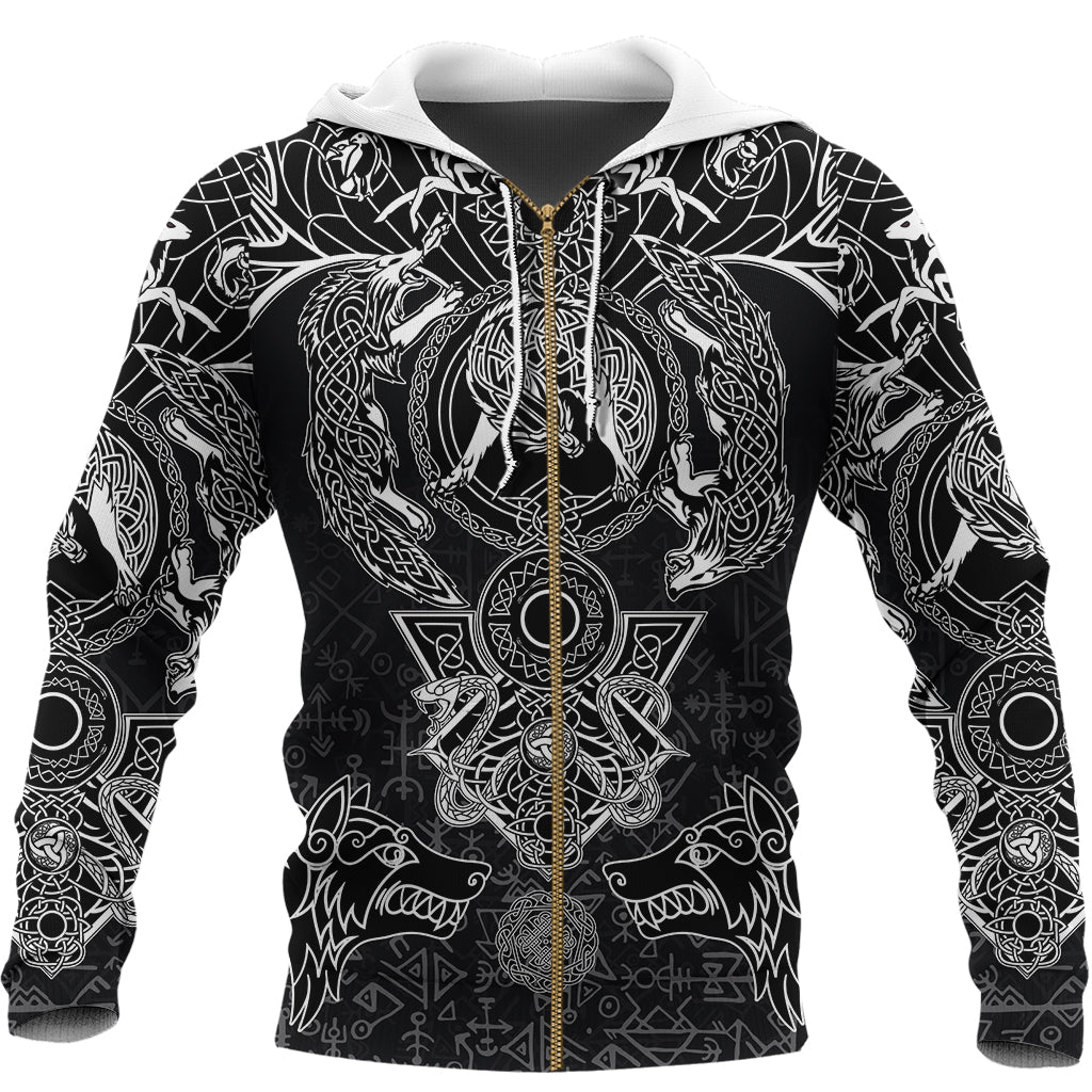 Viking Zip Hoodie - Fenrir and Skoll and Hati RLT12